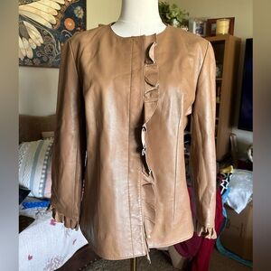 Tan Leather Jacket in Medium